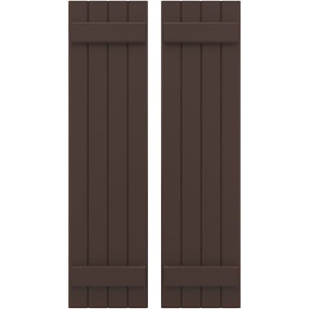 Americraft 4-Board (2 Batten) Exterior Real Wood Joined Board-n-Batten Shutters, ARW101BB414X38TBH